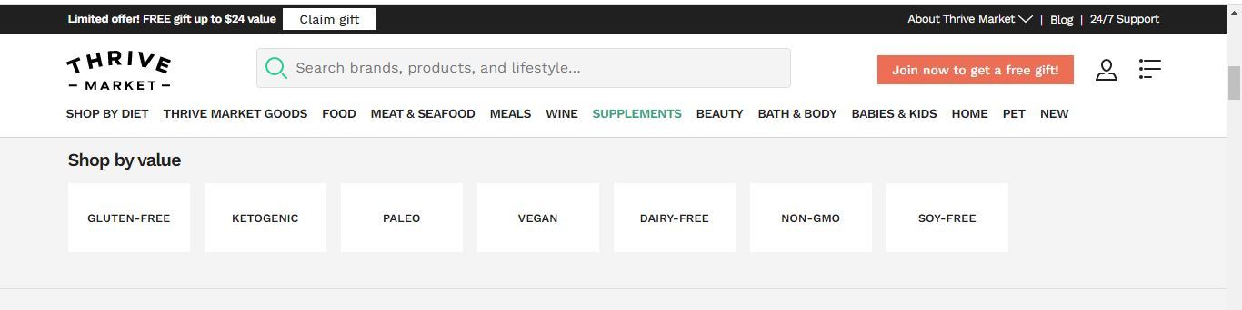 thrive market supplements shop by